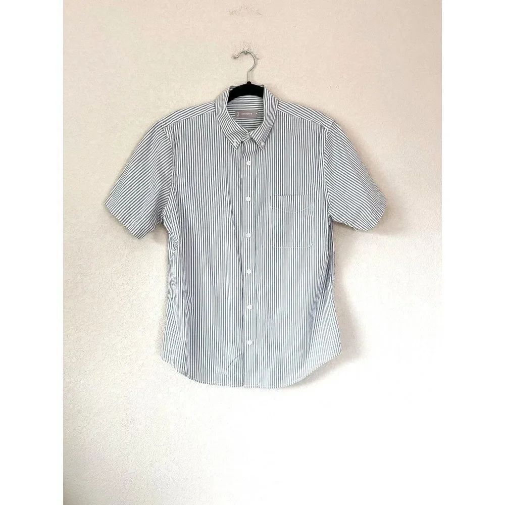 Everlane Striped Short Sleeve Button Down Shirt, Size Medium